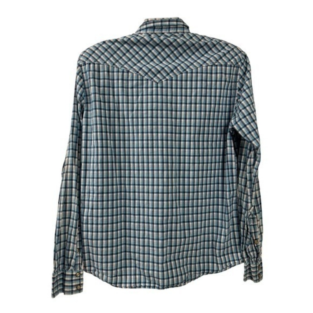 Aeropostale Western Shirt Mens M Blue Plaid Pearl Snap Cowboy Button Down Cotton - Picture 4 of 10